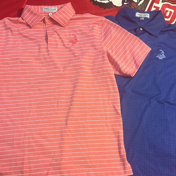 Peter Millar Youth Polo Shirt - Coral and Navy - Picture 1 of 6